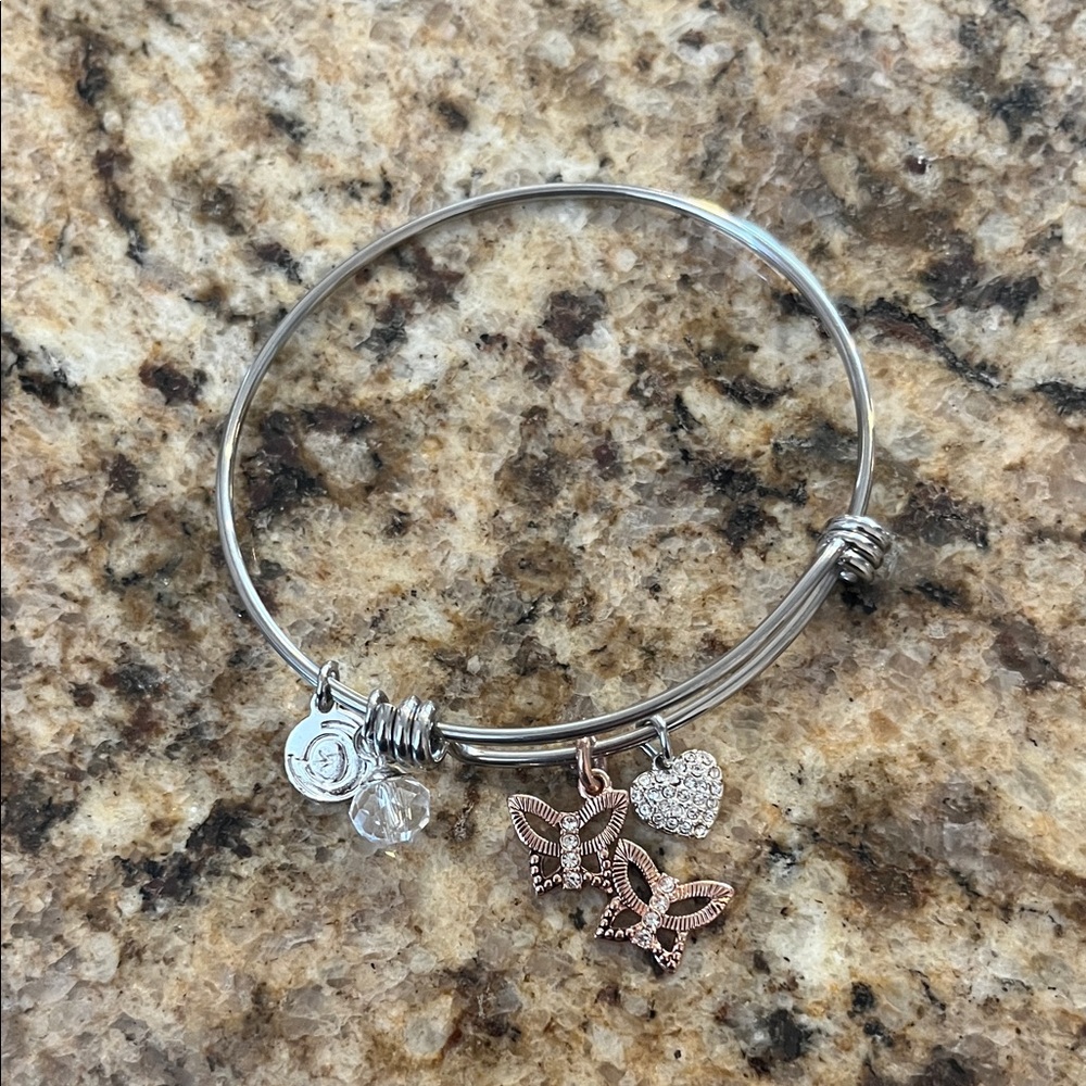 Little Girls Love This Live Adjustable Bangle Bracelet With Butterfly Charm
